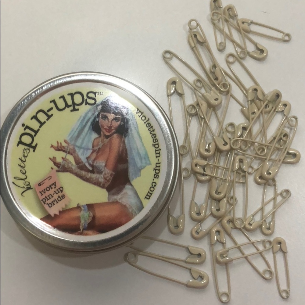 Ivory colored safety pins in 3 sizes